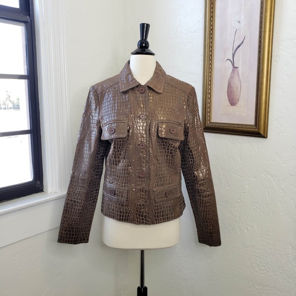 Newport News Jackets & Blazers - Newport News ~ Leather Giraffe Print Jacket ~ 14
